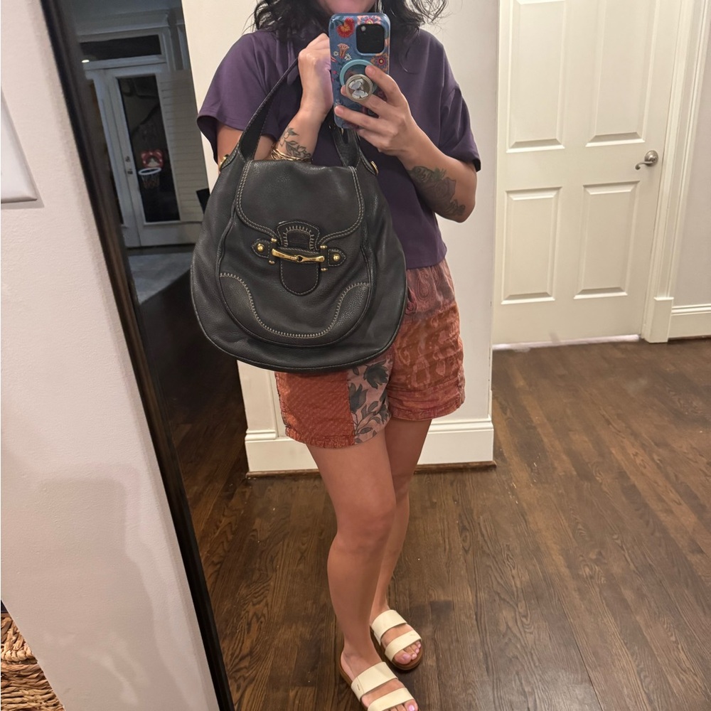 Vintage Gucci gray leather Pelham hobo bag